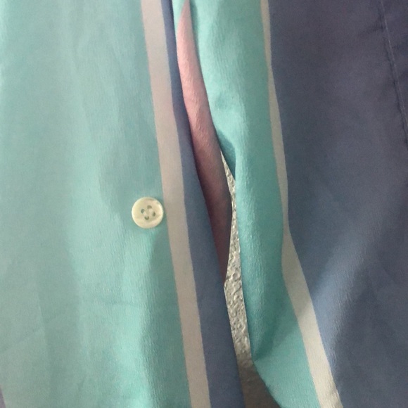 Vintage 1980’s - All Hours- pastel striped silky blouse- roll sleeves- large - Picture 6 of 8